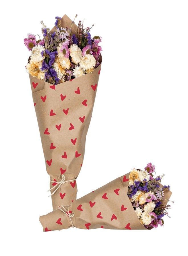 TOWNBUS |pack of 20 |45cm x 60cm |100 gsm Kraft Paper with Heart Print in Red | with 20 tags & jute ropes | Perfect for Gift packing, bouquet wrapping and so on - Image 5